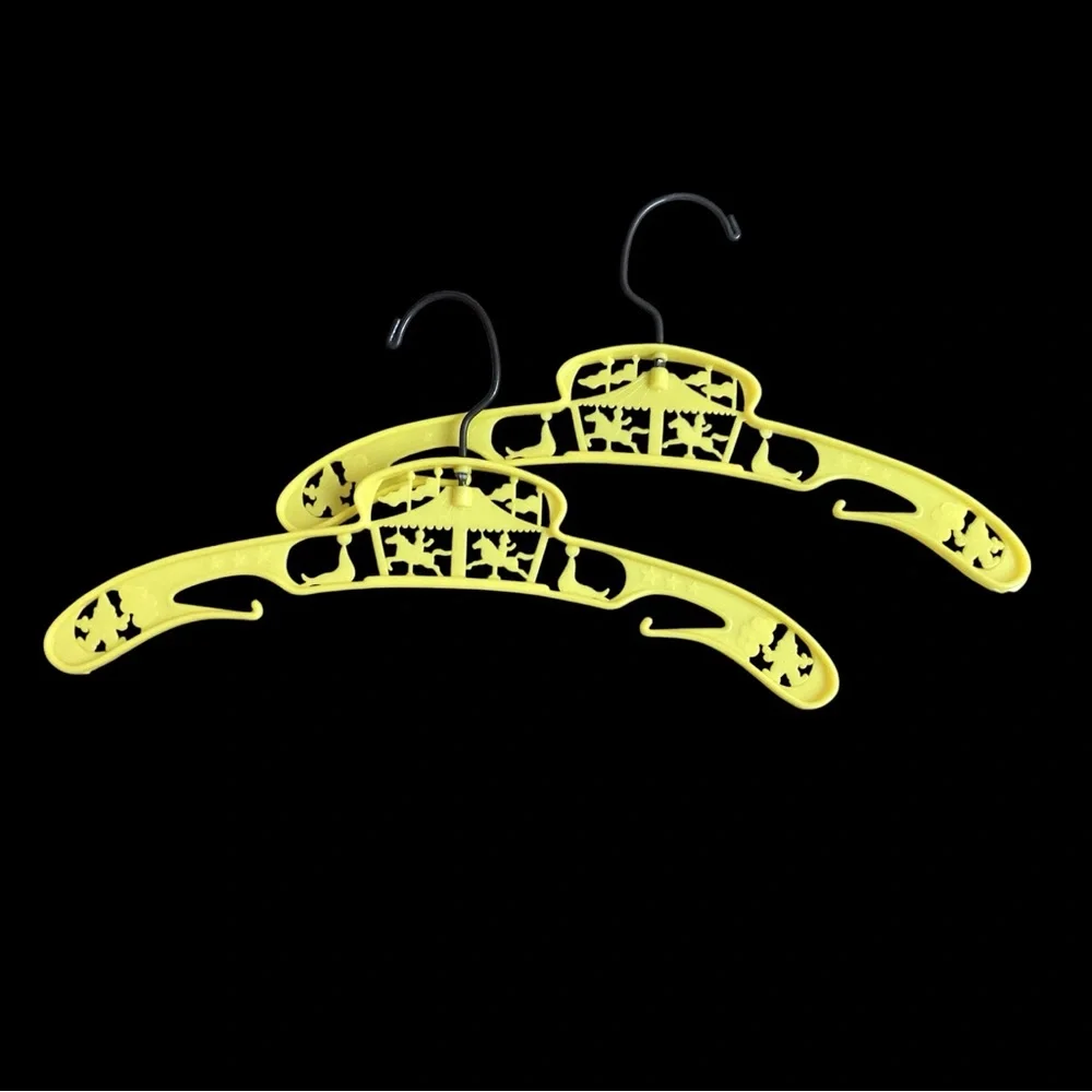 Vintage MCM Baby Clothes Hangers Plastic Yellow/green 10 pc